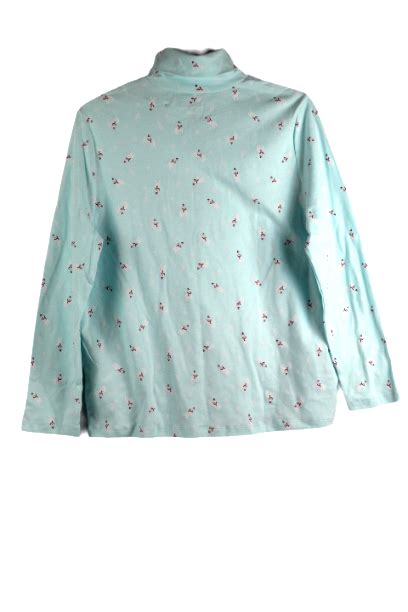 White Stag Snowflakes Santa Bear Blue Womens Long Sleeve Turtleneck