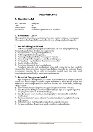 Xi Geografi Kd Final Kualitas Penduduk Dan Pembangunan Pdf