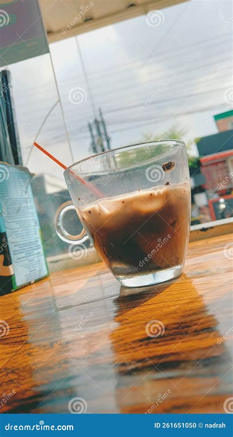Hot Weather With A Sip Of Sweet Cold Chocolate Stock Photo Image Of