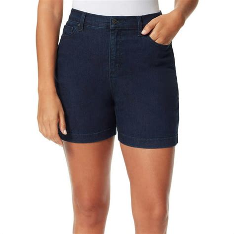 Gloria Vanderbilt Womens Amanda High Rise Classic 5 Pocket Style Denim Shorts Blue 16