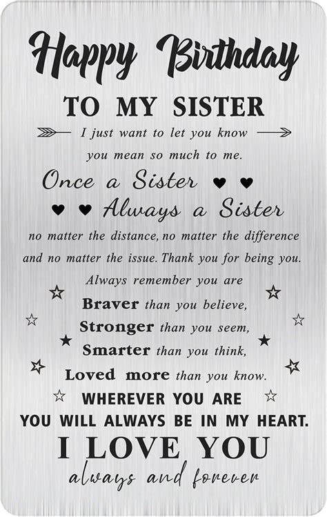 Amazon Alotozo Sister Birthday Card Happy Birthday Gifts To My