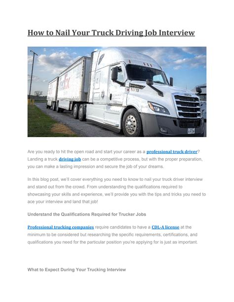 How To Nail Your Truck Driving Job Interview By Warrior Logistics Issuu