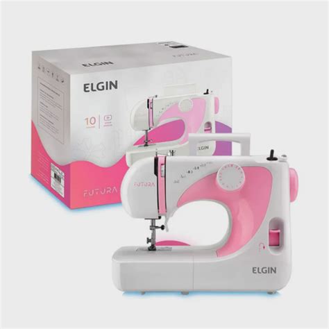 Máquina De Costura Portátil Elgin Futura Jx2040 Branca E Rosa 110v