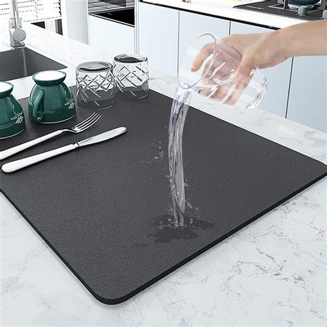 Ezilo Dish Drying Mat For Kitchen Water Absorbent Mat Drying Mat For