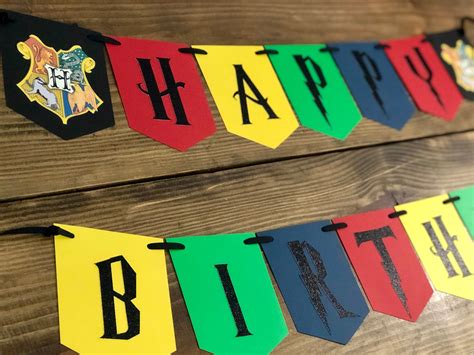 Harry Potter birthday banner Hogwarts banner Wizards | Etsy