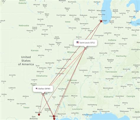 All Flight Routes From Dallas To Saint Louis Dfw To Stl Flight Routes