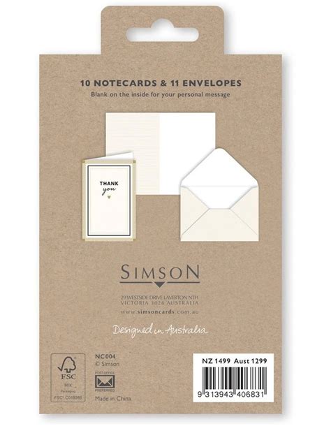 Simson Thank You Note Cards Box Of 10 In Multi MYER