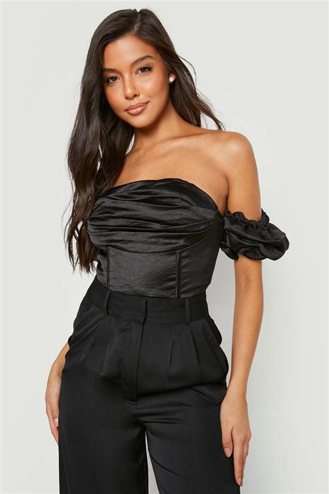 Bardot Ruched Satin Bodysuit Boohoo