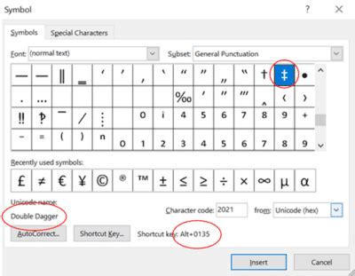 Double Dagger ‡ symbol in Word, Excel, PowerPoint and Outlook - Office Watch