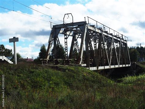 Old railway bridge , details and close-up. Centenary bridge for trains ...