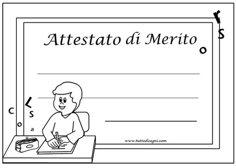 Attestato Di Merito Per Bambino Da Colorare TuttoDisegni