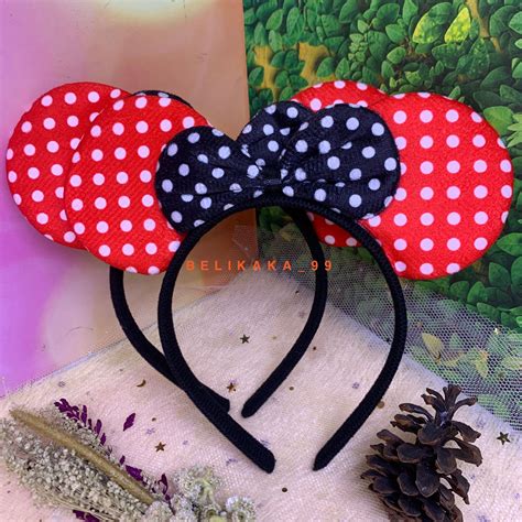 Bando Mickey Dan Minnie Mouse Totol Kecil Sedang Dan Besar Bondu Miki Mouse Bando Mickey