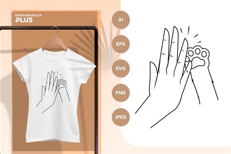 Human Hand And Cat Paw High Five Svg Design