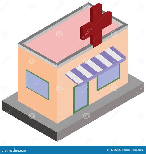 Flat Isometric Hospital Buildings Design Editorial Stock Image