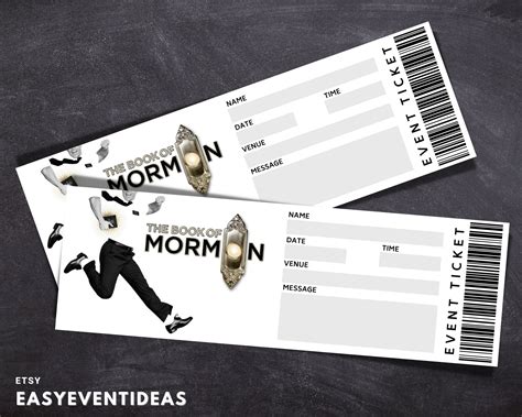 Printable Book Of Mormon Ticket Editable Book Of Mormon Tickets Musical