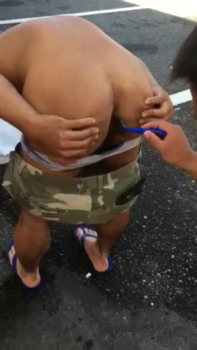SHAVING ASS OF FRIEND OUTSIDE ThisVid