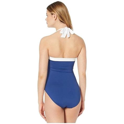 Ralph Lauren Swim New Ralph Lauren Bel Aire Solid Shirred Bandeau Onepiece Swimsuit 6 Blue