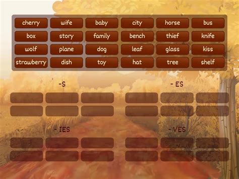 Ver Of Plural Nouns Regular S Es Ies Ves Group Sort
