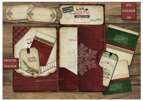 Cozy Digital Christmas Junk Journal Kit Vintage Card Red Etsy