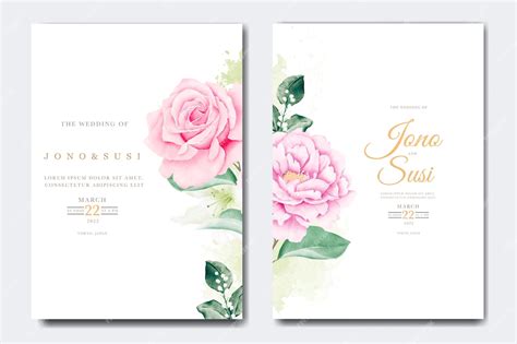 Premium Vector Beautiful Wedding Invitation Card Template With Floral