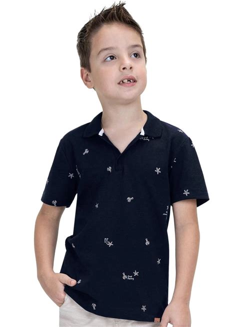 Camisa Infantil Masculina Piquet Azul Trick Nick