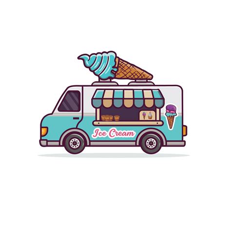 Food Truck Vehicle Ice Cream Shop Illustration Ice Cream Truck Vector