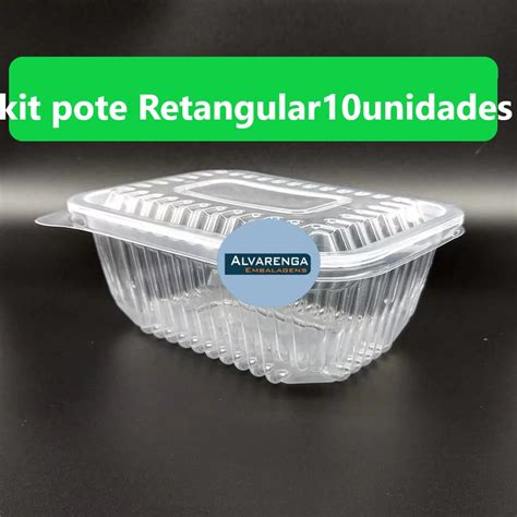 Kit Potes Retangular Marmita Fitness Freezer E Microondas