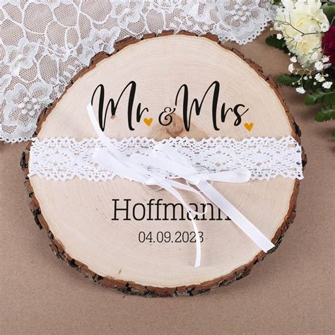 Holzscheibe Ringkissen Zur Hochzeit Mr Mrs