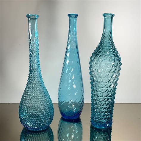 Rossini Empoli Three Tall Stopper Bottles Carafes From Empoli Color