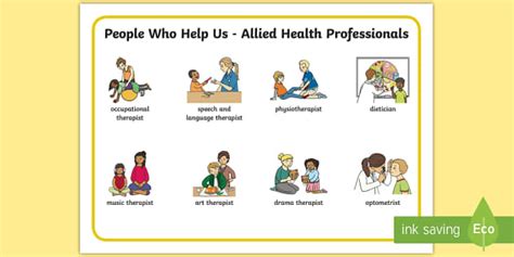 People Who Help Us Allied Health Professionals Word Mat