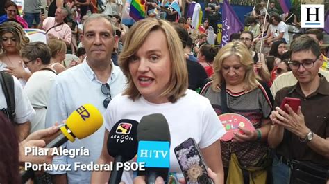 Pilar Alegría en la marcha del Orgullo en Zaragoza PP y Vox quieren