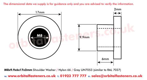 M X X L X Mm Nylon Shoulder Insulating Isolation Washer Grey