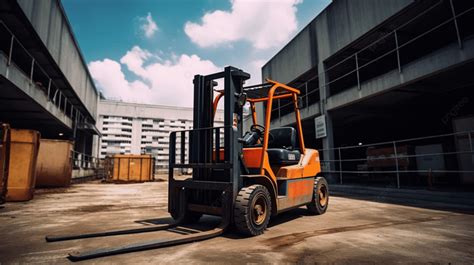 Forklift Diparkir Di Luar Forklift Di Lokasi Konstruksi Foto Fotografi Hd Latar Belakang Untuk