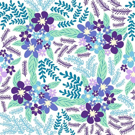 Fantasia Desatado Floral Padronizar Azul Azul Tsman Lavanda