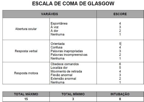 Fonoaudiologia No Seu Cotidiano Escala De Coma De Glasgow