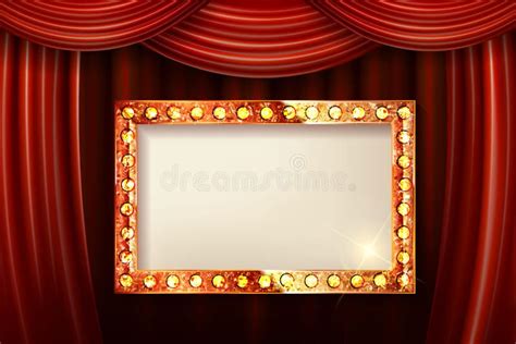 Gold Frame With Light Bulbs Stock Illustration Illustration Of Lamp