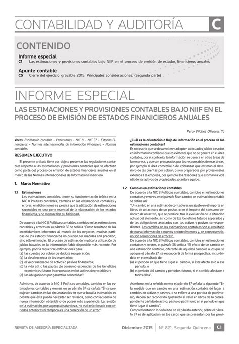 PDF Las Estimaciones Y Provisiones Contables Bajo NIIF En El Proceso