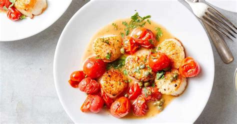 Scallops And Cherry Tomatoes With Caper Butter Sauce Recipe Samsung Food