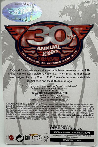 2016 Hot Wheels Thunder Roller RLC Exclusive Release 30th Collectors