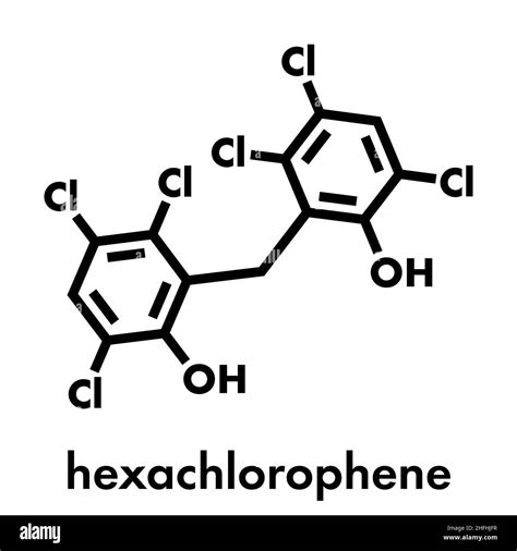 Hexachlorophene disinfectant molecule. Skeletal formula Stock Vector ...