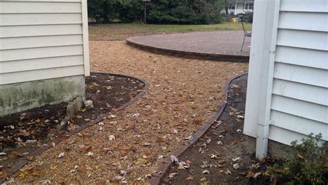 Pea Gravel Patio And Walkways With Brick Border Life Time Pavers