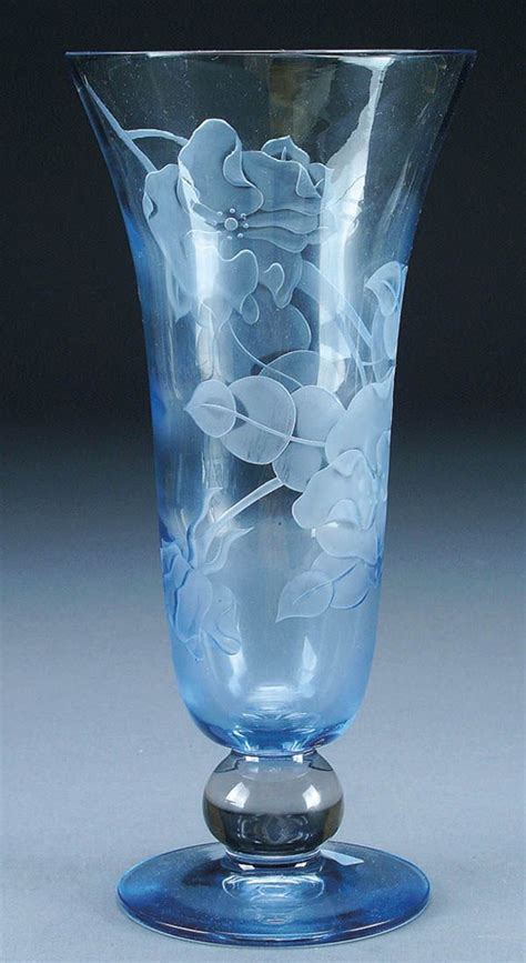 Tiffin Glass 570 A Fine Tiffin Etched Glass Vase Circa 1950 In P