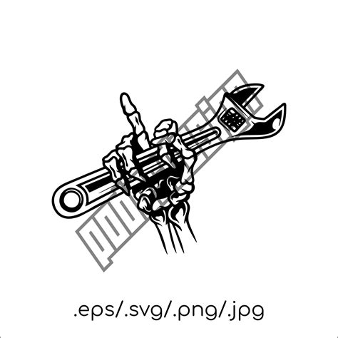 Mechanic Skeleton Hand With Wrench Svg File Mechanic Svg Wrench Svg