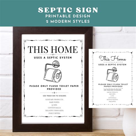 Septic Sign Bathroom Septic Tank Sign Printable - Etsy Canada | Septic ...