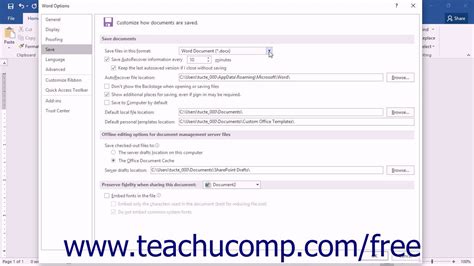 Word 2016 Tutorial Setting Word Options Microsoft Training Youtube