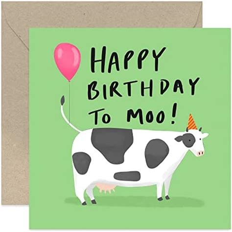 Old English Co Cow Birthday Card For Him Humorous Cow Pun Birthday