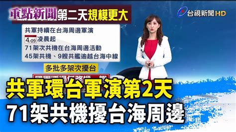 共軍環台軍演第2天 71架共機擾台海周邊【重點新聞】 20230409 Youtube