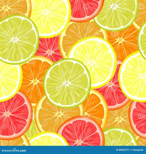 Repeating Seamless Pattern Of Different Citruses Stock Vector Illustration Of Paper Bright