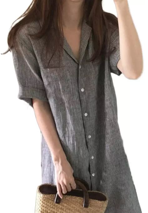 Buy Sunnydaysweety SummerNew Korean Style Striped Shirt Dress CA061321