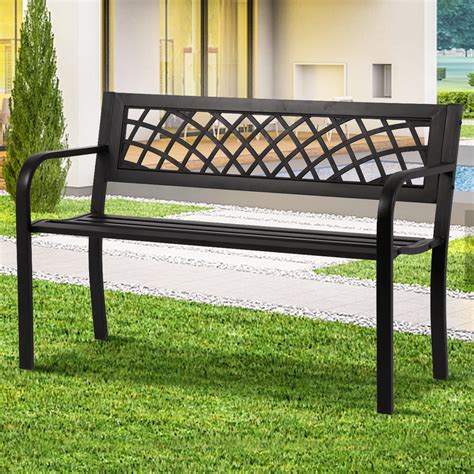 VINGLI 40 5 Patio Garden Bench Rust Cast Wrought Iron Cast Aluminum